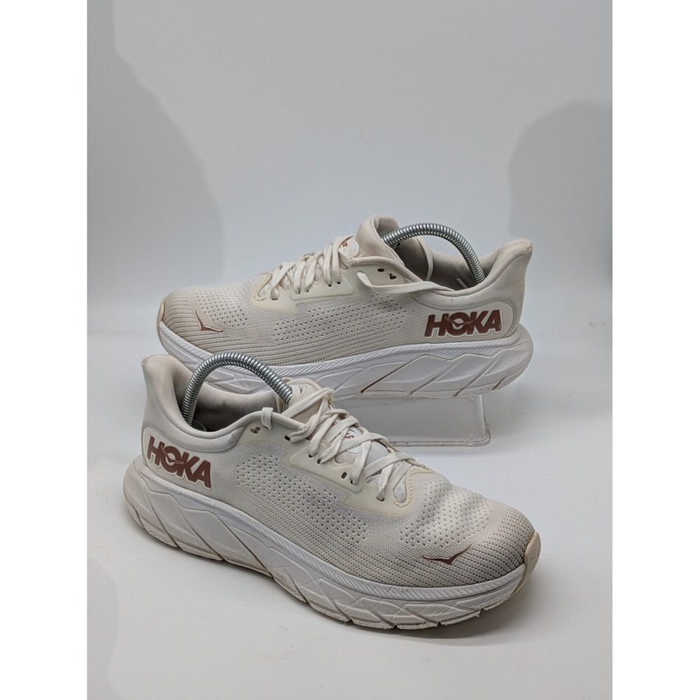 HOKA Arahi 7 Womens 9B Running Shoes Cream Beige 1147851 Stability Sneaker